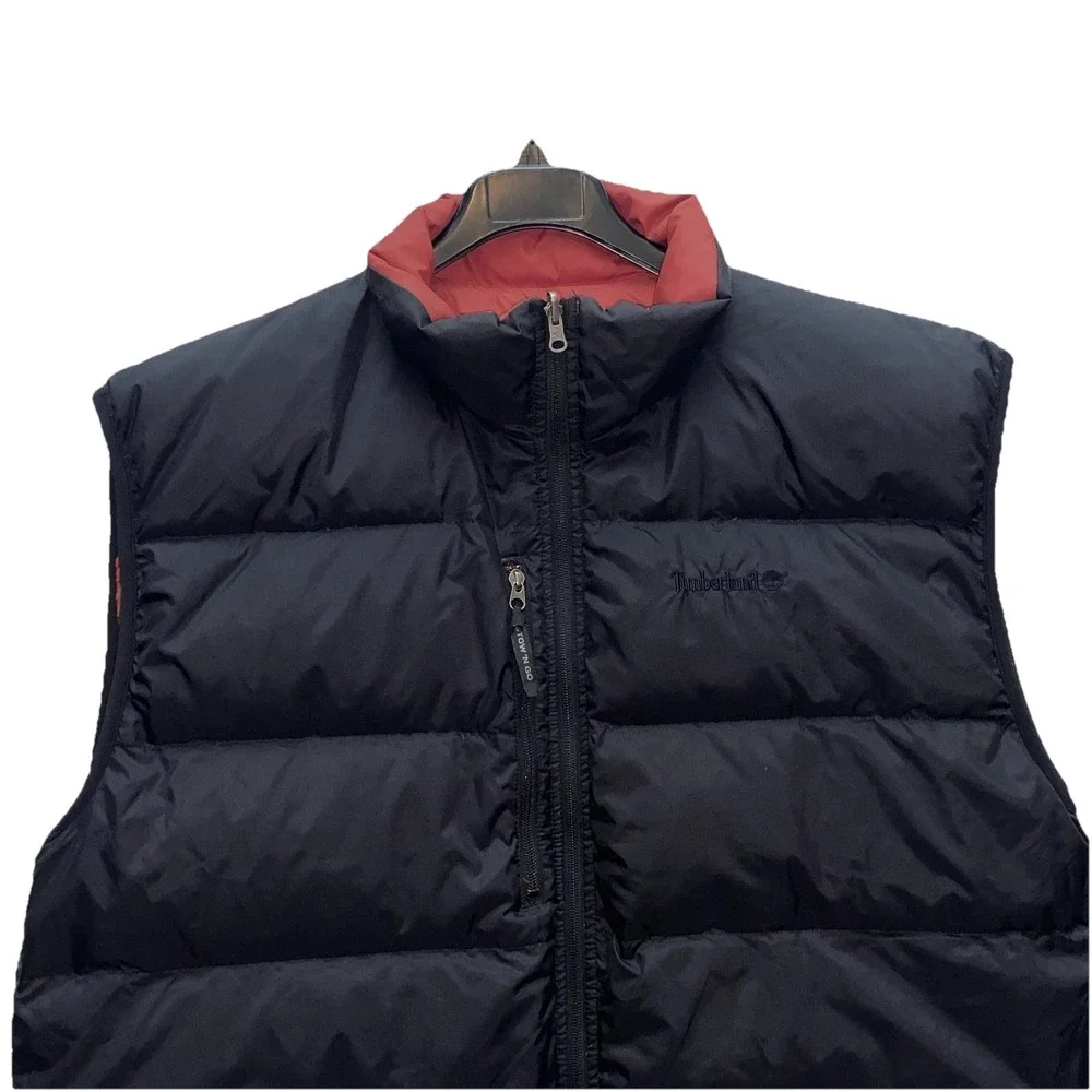 Timberland Weathergear Reversible Down Vest Men's XXL Black Burnt Orange‎ Puffer